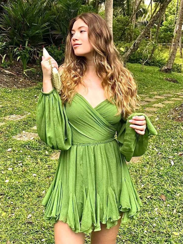 Cocktail Dresses- Mini Dress with Dramatic Sleeves for Wedding Guests & Parties- - IndioGear.com