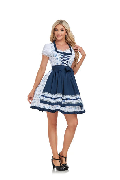 Costumes- Authentic Bavarian Style Dress Set for Oktoberfest Cultural Festivals- Blue- IndioGear.com