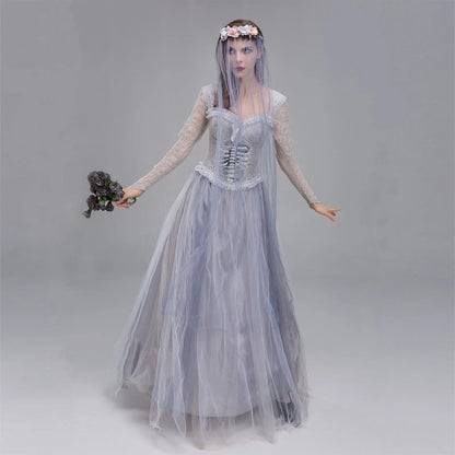 Costumes- Women's Horror Ghost Bride Costume for Halloween- Gray- IndioGear.com