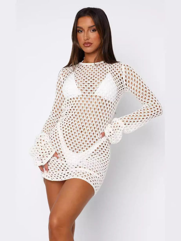 Cover Ups - Backless Knit Cover-Up Dress Beachwear