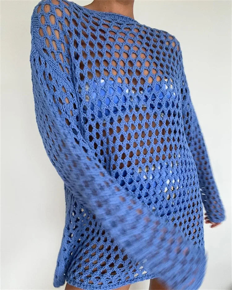 Cover Ups- Women's Open Knitting Cover-Up Top- - IndioGear.com