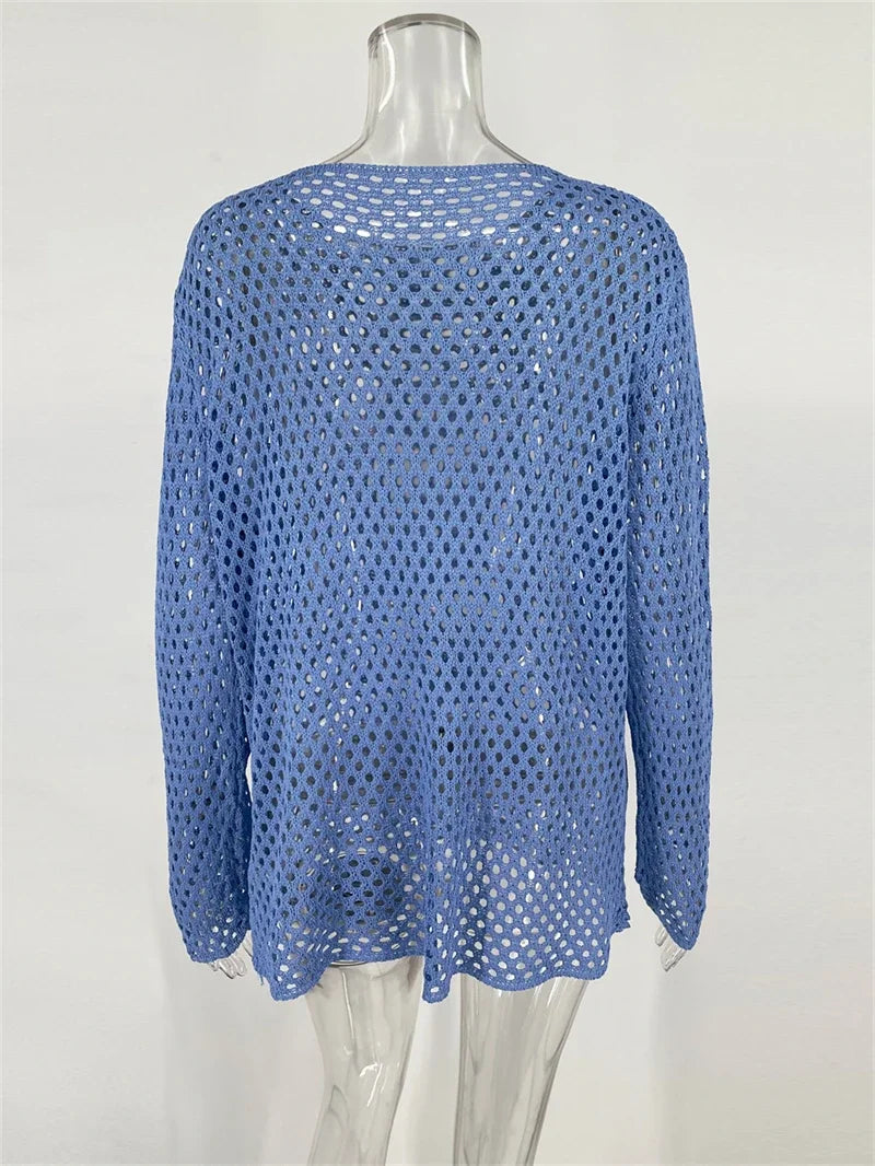 Cover Ups- Women's Open Knitting Cover-Up Top- - IndioGear.com