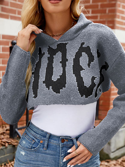 Crop Sweaters- Cropped BOO Sweater Halloween Hoodie- - IndioGear.com