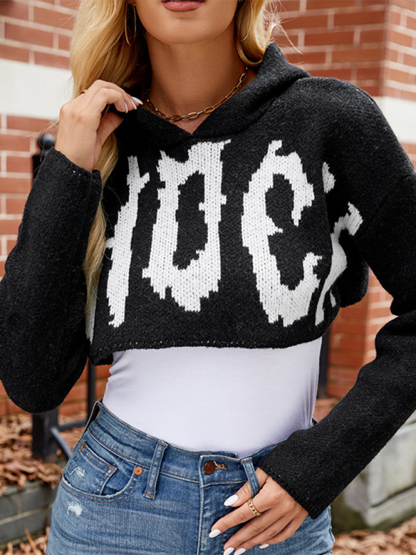 Crop Sweaters- Cropped BOO Sweater Halloween Hoodie- - IndioGear.com