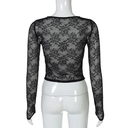 Crop Tops- Floral Lace Under-Bust Crop Top- - IndioGear Women Clothing