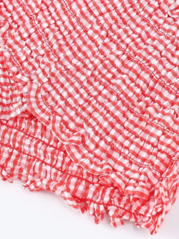 Crop Tops- Gingham Smocked Top for Women- - IndioGear.com