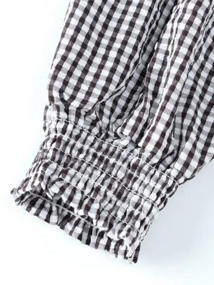 Crop Tops- Gingham Smocked Top for Women- - IndioGear.com