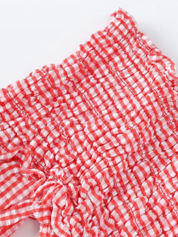 Crop Tops- Gingham Smocked Top for Women- - IndioGear.com