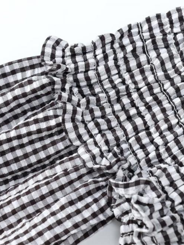 Crop Tops- Gingham Smocked Top for Women- - IndioGear.com