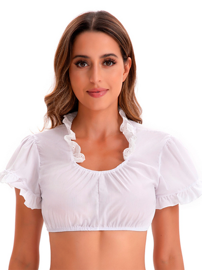 Crop Tops- Traditional Bavarian Crop Top- White- IndioGear.com