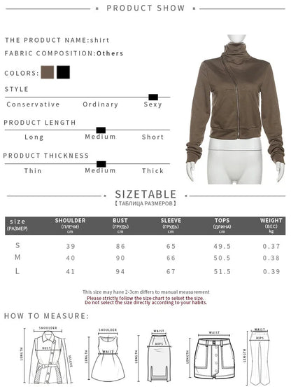 Cropped Jackets- High Collar Asymmetrical Zip Jacket for Women- - IndioGear.com