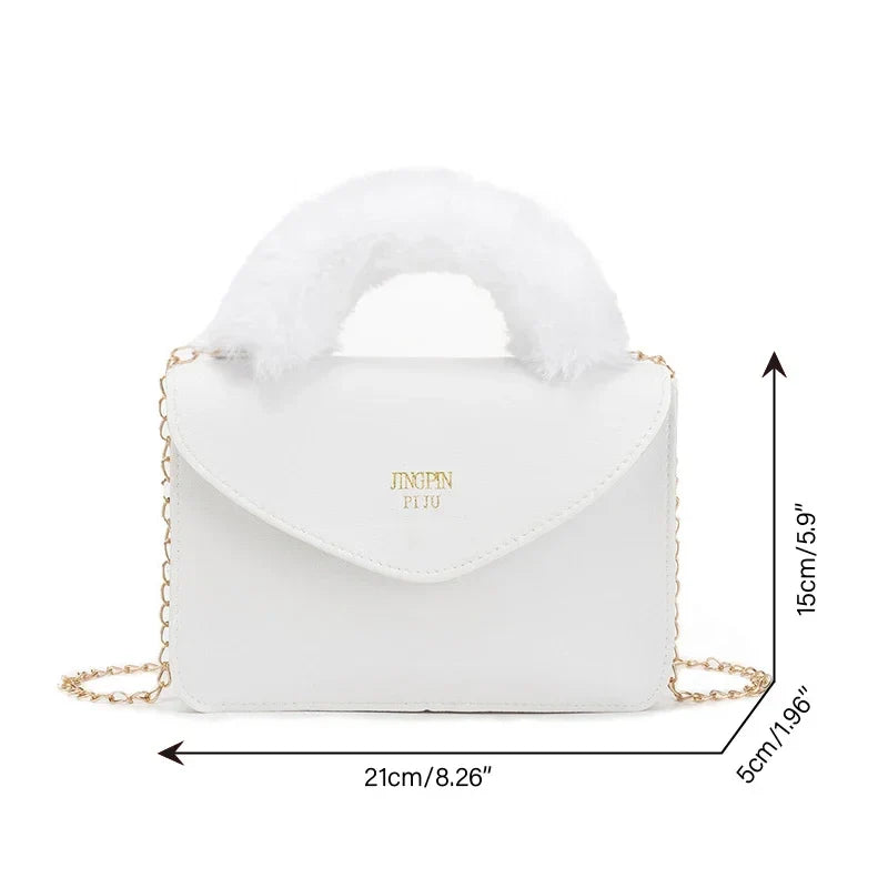 Crossbody Handbags- Soft Furry Plush Top-handle Crossbody Designer Handbags- - IndioGear.com