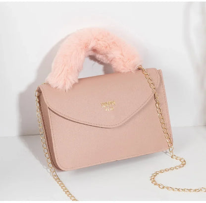 Crossbody Handbags- Soft Furry Plush Top-handle Crossbody Designer Handbags- - IndioGear.com