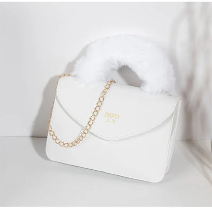 Crossbody Handbags- Soft Furry Plush Top-handle Crossbody Designer Handbags- - IndioGear.com