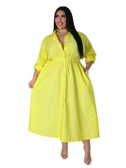 Curvy Dresses- Curvy Cocktail Elegant Long Sleeve Olive Dress- - IndioGear Women Clothing