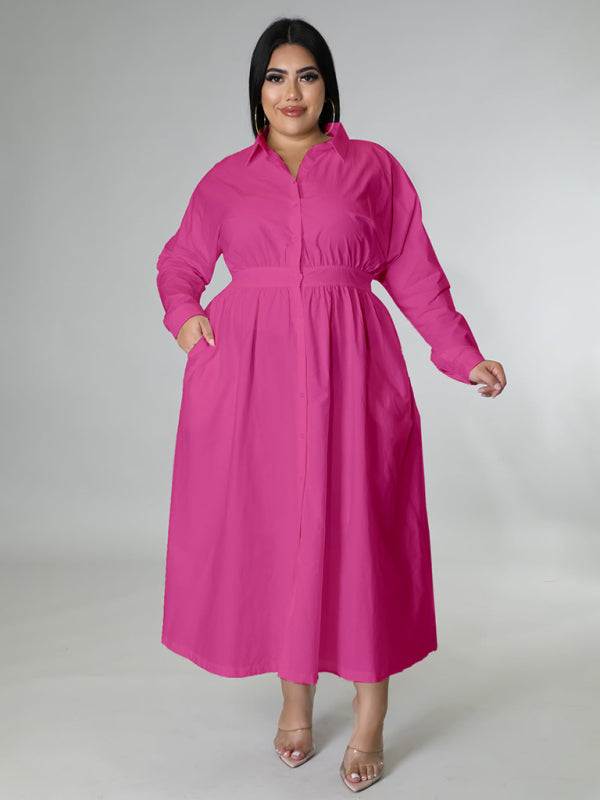 Curvy Dresses- Curvy Cocktail Elegant Long Sleeve Olive Dress- Rose- IndioGear Women Clothing