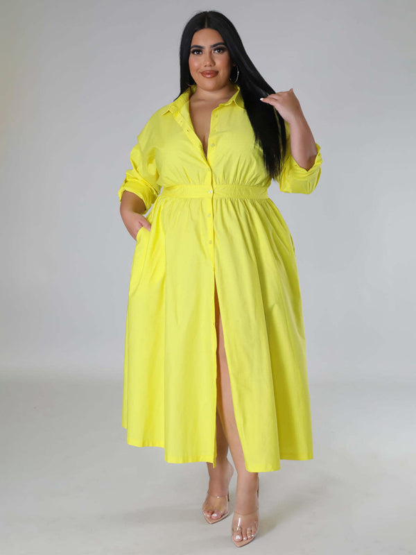 Curvy Dresses- Curvy Cocktail Elegant Long Sleeve Olive Dress- - IndioGear Women Clothing