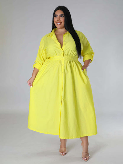 Curvy Dresses- Curvy Cocktail Elegant Long Sleeve Olive Dress- Yellow green- IndioGear Women Clothing