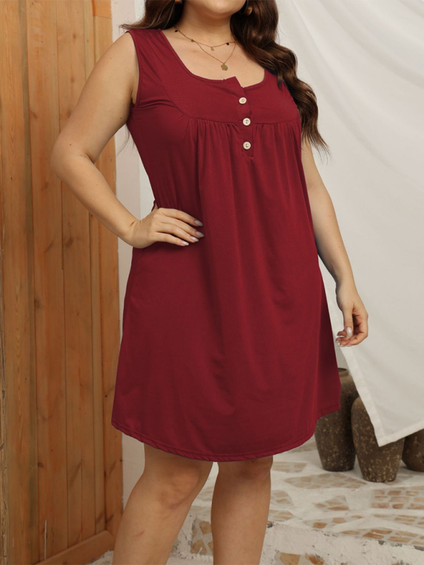 Curvy Dresses- Summer Knee-Length Tank Dress for Curvy Fashionistas- - IndioGear.com