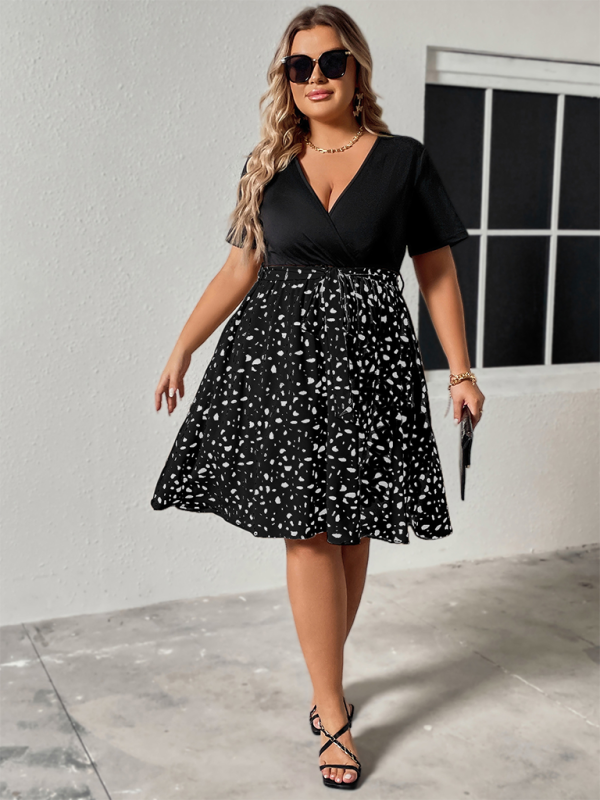 Curvy Dresses- Surplice Cinched Leopard Print Midi Dress for Special Events- - IndioGear.com