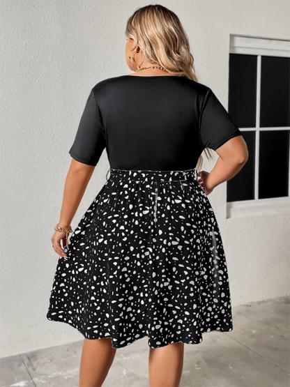 Curvy Dresses- Surplice Cinched Leopard Print Midi Dress for Special Events- - IndioGear.com