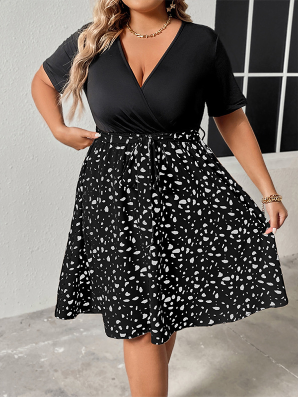 Curvy Dresses- Surplice Cinched Leopard Print Midi Dress for Special Events- - IndioGear.com