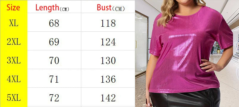 Curvy Tops- Women Chic Metallic Sparkle Top for Plus Size- - IndioGear.com