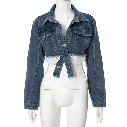 Denim Jackets- Cool Girl Frayed Denim Jacket- - IndioGear.com