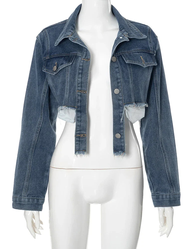 Denim Jackets- Cool Girl Frayed Denim Jacket- - IndioGear.com