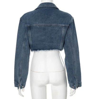 Denim Jackets- Cool Girl Frayed Denim Jacket- - IndioGear.com