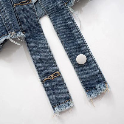 Denim Jackets- Cool Girl Frayed Denim Jacket- - IndioGear.com