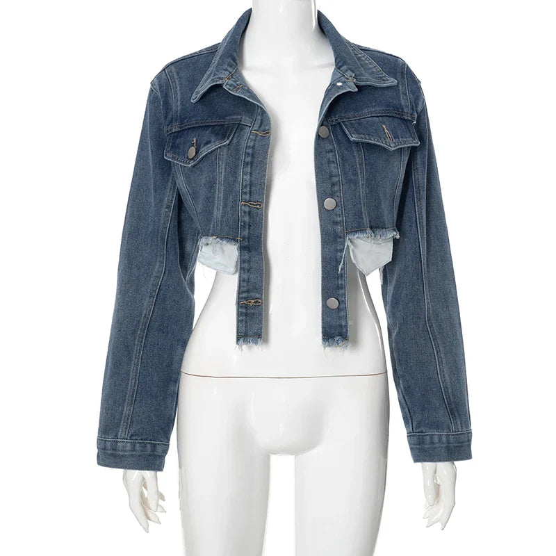 Denim Jackets- Cool Girl Frayed Denim Jacket- - IndioGear.com