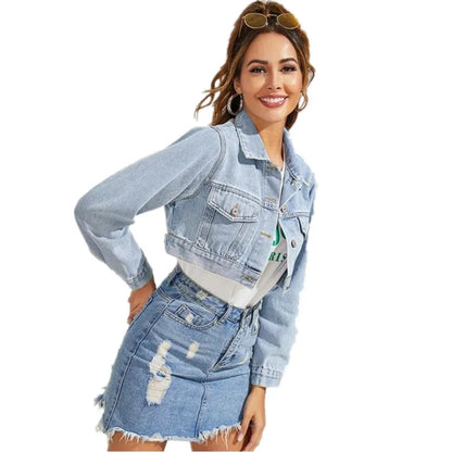 Denim Jackets- Women's Edgy Denim Jacket- Blue- IndioGear.com