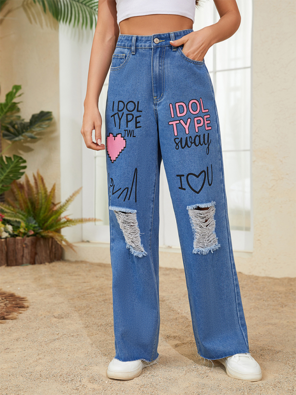 Denim Pants- Graffiti Edgy Urban Denim Pants- - IndioGear.com