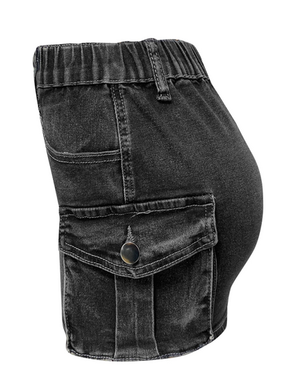 Denim Skirts- Edgy Mini Denim Skirt in Cargo Style- - IndioGear.com