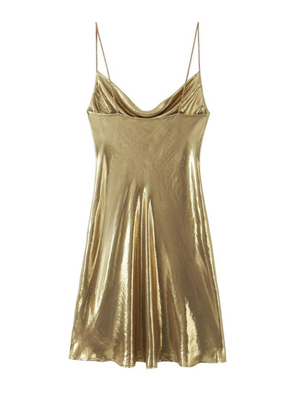 Disco Dresses- Metallic Slip Dress- - IndioGear.com