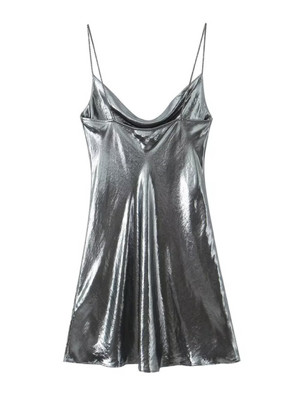 Disco Dresses- Metallic Slip Dress- - IndioGear.com