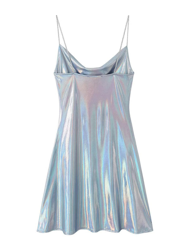 Disco Dresses- Metallic Slip Dress- - IndioGear.com