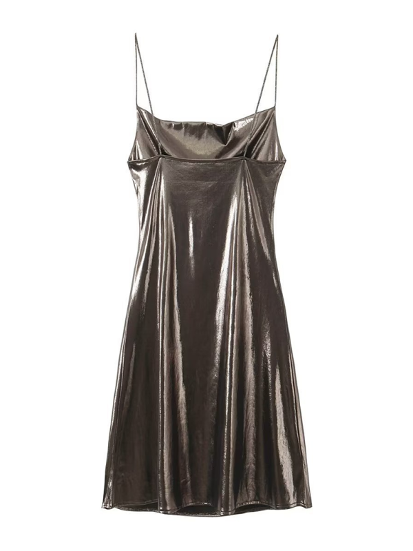 Disco Dresses- Metallic Slip Dress- - IndioGear.com