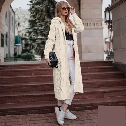 Duster Cardigans- Hooded Luxe Knit Duster- White- IndioGear.com