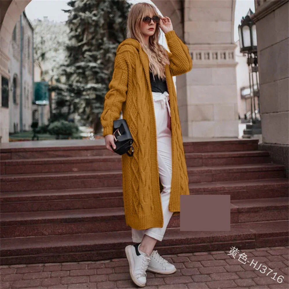 Duster Cardigans- Hooded Luxe Knit Duster- Yellow- IndioGear.com