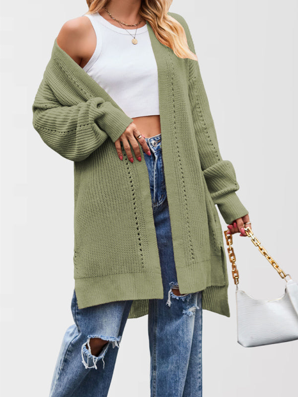 Duster Cardigans- Open Front Cardigan Draped Knit Duster- - IndioGear Women Clothing