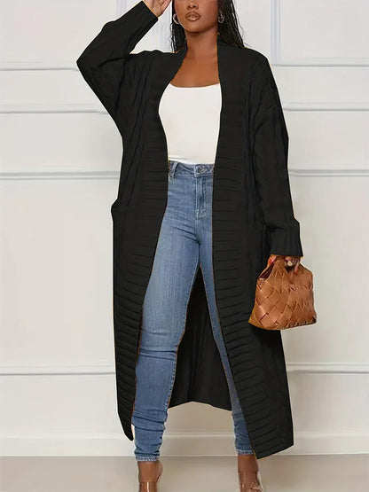 Duster Cardigans- Women Longline Duster Cardigan for Winter- Black- IndioGear.com