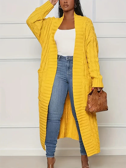 Duster Cardigans- Women Longline Duster Cardigan for Winter- Yellow- IndioGear.com