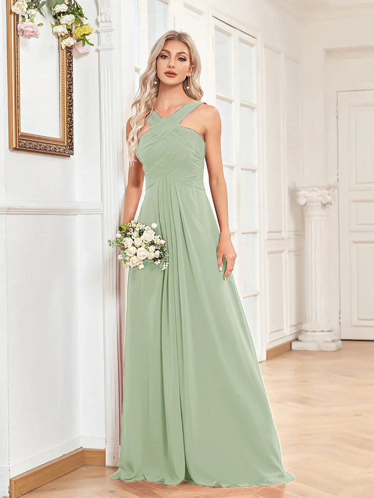 Elegant Dresses- Chiffon A-Line Dress for Gala & Wedding Seasons- - Chuzko Women Clothing