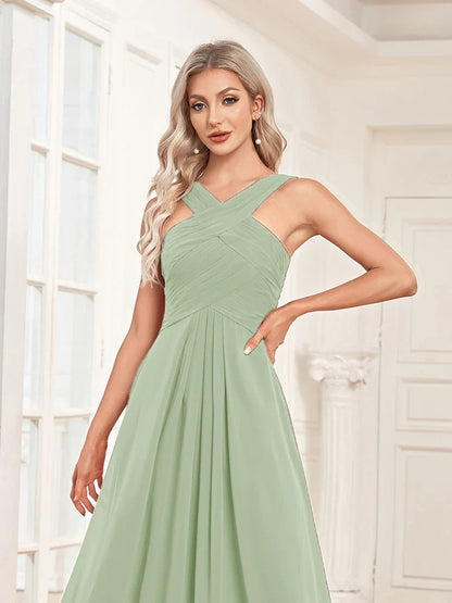 Elegant Dresses- Chiffon A-Line Dress for Gala & Wedding Seasons- - Chuzko Women Clothing