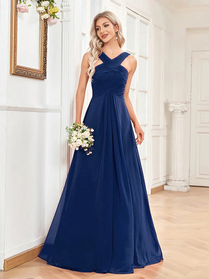 Elegant Dresses- Chiffon A-Line Dress for Gala & Wedding Seasons- - Chuzko Women Clothing