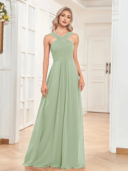 Elegant Dresses- Chiffon A-Line Dress for Gala & Wedding Seasons- - Chuzko Women Clothing