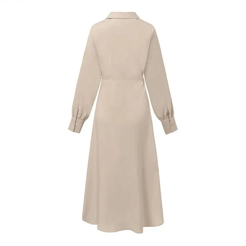 Elegant Dresses- Elegant Asymmetrical Wrap Dress for Business Settings- - IndioGear.com