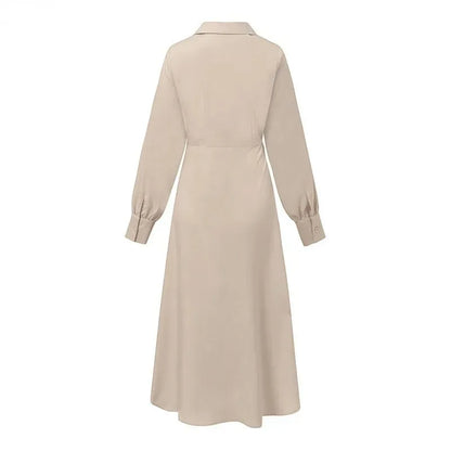 Elegant Dresses- Elegant Asymmetrical Wrap Dress for Business Settings- - IndioGear.com